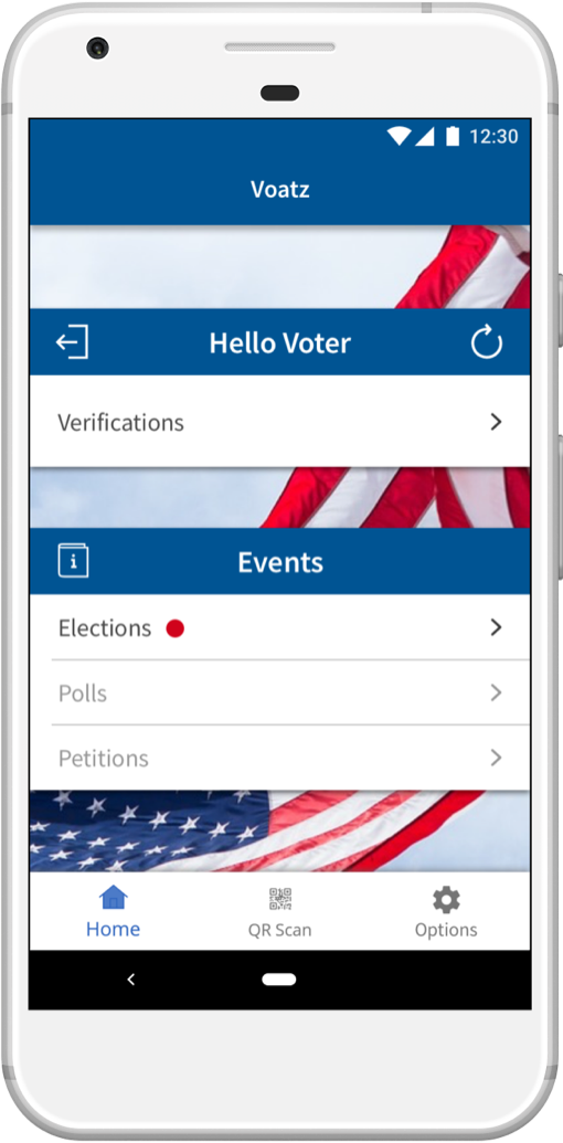 Voatz app on an Android device
