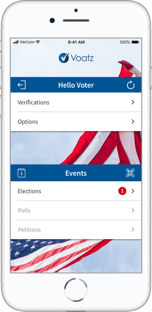 Voatz app on the iPhone